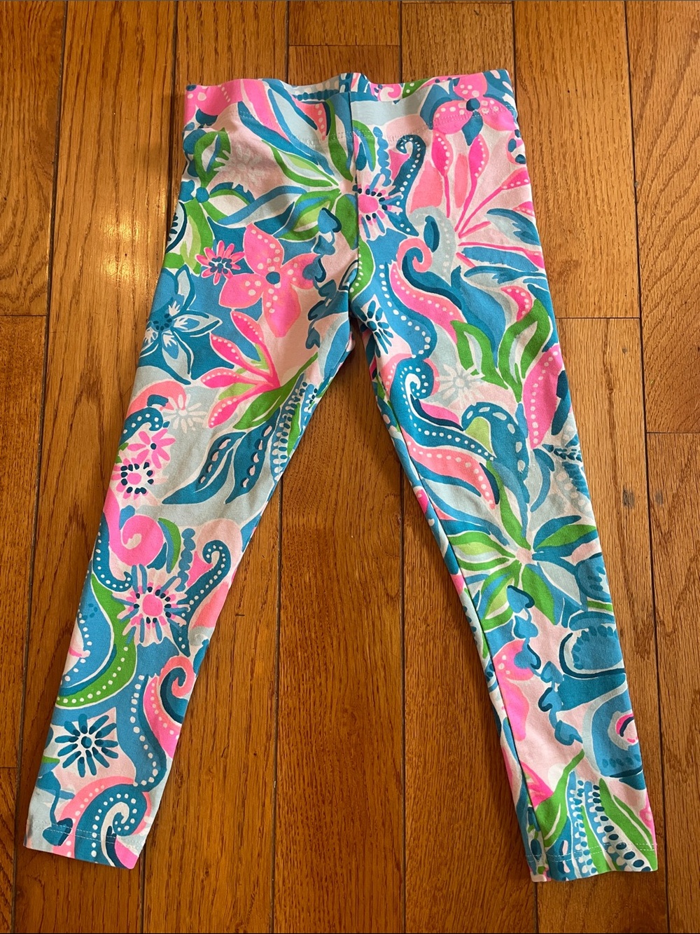 Lilly Pulitzer Girls' Paisley Floral Leggings - Pink, Blue & Green